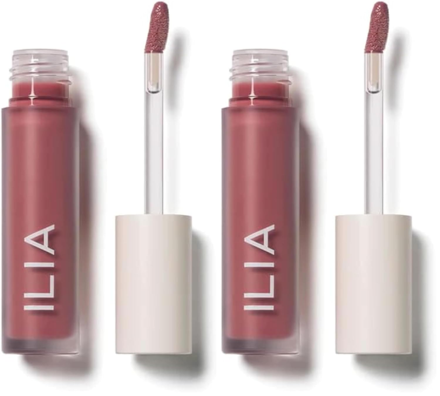 ILIA - Balmy Gloss Tinted Lip Oil | Non-Toxic, Cruelty-Free, Vegan, Hyaluronic Acid, Non-Sticky for Moisturizing + Plumping (Linger, 0.14 fl oz | 4.3 ml) (Pack of 2) Linger | Berry Mauve